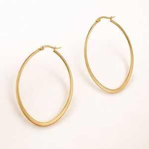 Large Gold Oval Hoop Earrings  (1210)